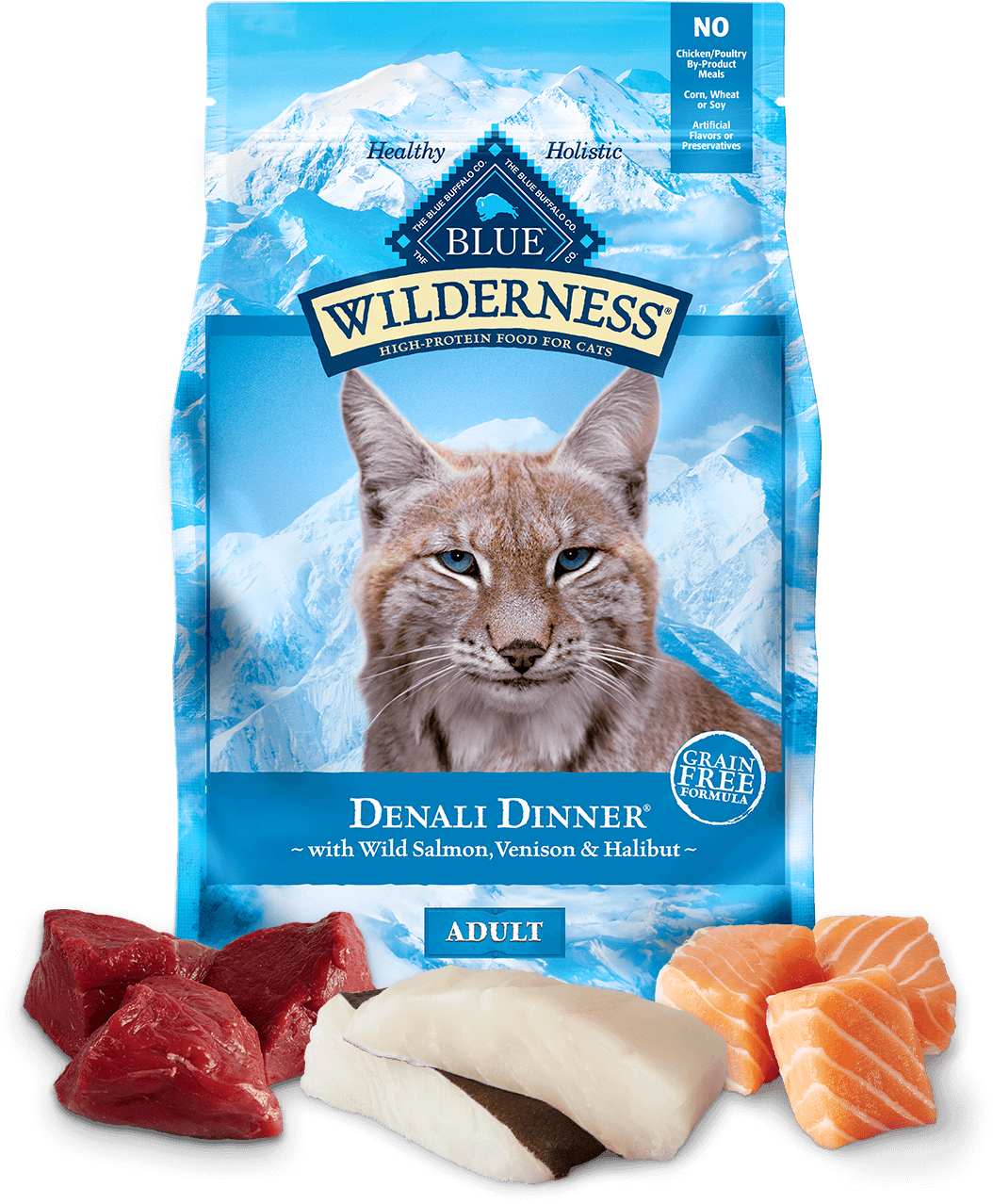 BLUE Buffalo Wilderness Denali Dinner With Wild Salmon, Venison And Halibut - Adult Cat (Dry)